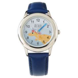 Montre Boys mignons Dinosaure & Nom Blue Kids