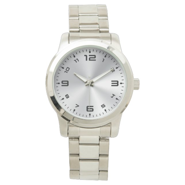 Montre Bracelet argenté surdimensionné (devant)