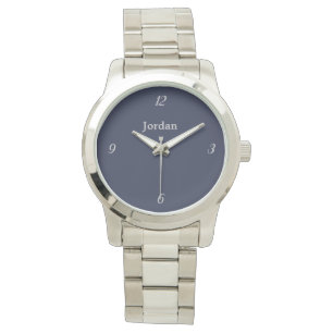 Montre bracelet bleu marine en acier inoxydable
