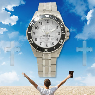 Montre-bracelet chrétienne personnalisable de ver