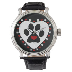 Montre-bracelet de coeurs d'amour d'empreinte de