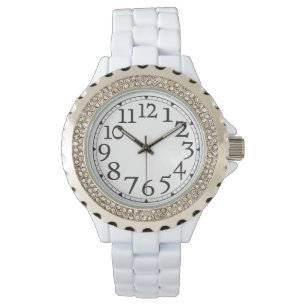 Montre-bracelet de fausse pierre de grands nombres