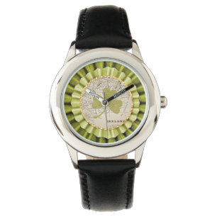 Montre-bracelet de feuille de shamrock du jour de