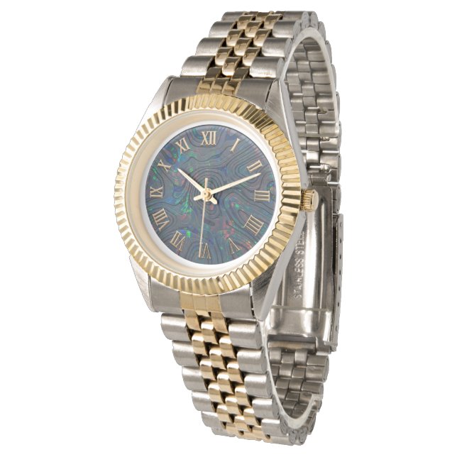 Montre Bracelet deux tons cadran de style opale noire (Incliné)