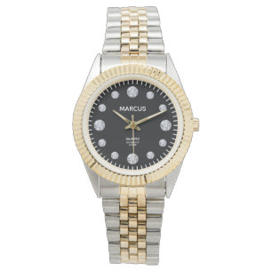 Montre Bracelet en acier et or noir Diamond Dial