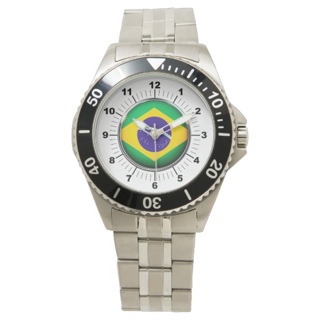 Montre Bracelet en Acier Inoxydable avec Drapeau d (devant)