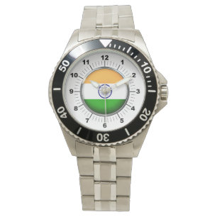 Montre bracelet en acier inoxydable Drapeau indien