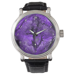 Montre-bracelet en cristal violet magique de minui