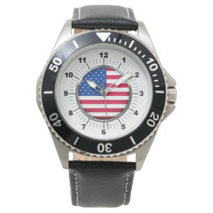 Montre Bracelet en cuir noir en acier inoxydable pour hom