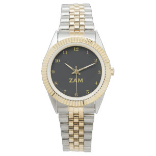 Montre Bracelet en ton or argent personnalisé avec monogr