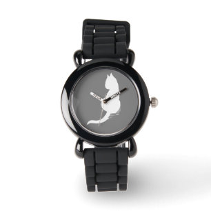 Montre-bracelet grise et blanche de silhouette de