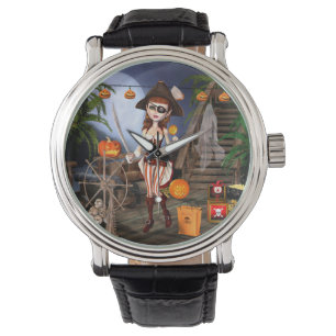Montre-bracelet mignonne de fille de pirate de