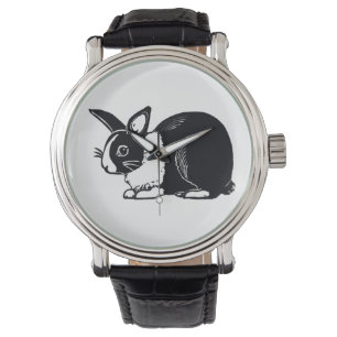 Montre-bracelet néerlandaise noire et blanche de