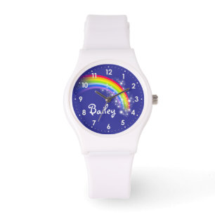Montre-bracelet nommée bleue d'arc-en-ciel