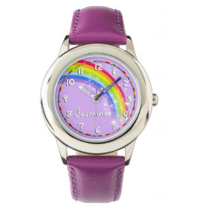 Montre-bracelet nommée pourpre d'arc-en-ciel de