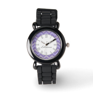 Montre-bracelet pourpre et grise de Chevron