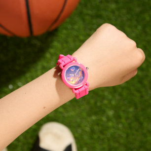 Montre Bracelet rose pour enfants personnalisé avec coeur
