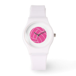 Montre-bracelet rose sportive de volleyball