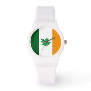 Montre Bracelet shamrock du drapeau irlandais