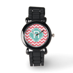 Montre-bracelet turquoise et de corail de zigzag