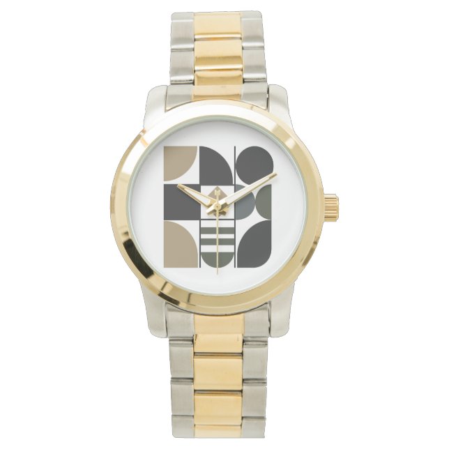 Montre Bracelet Unisexe Deux Tons Formes Assorties (devant)