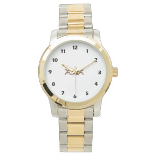Montre Bracelet Unisexe en Or Deux Tons Rustique