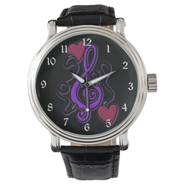 Montre Branché À Musique Violet Note Wrist Watch 2 (devant)