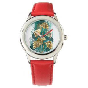Montre Branche avec Feuilles d'or Ginko Biloba
