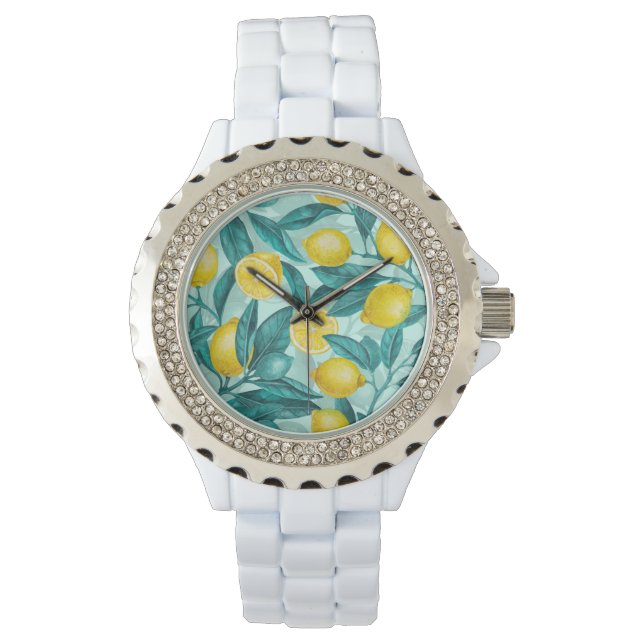 Montre Branches de citron bleu et jaune (devant)