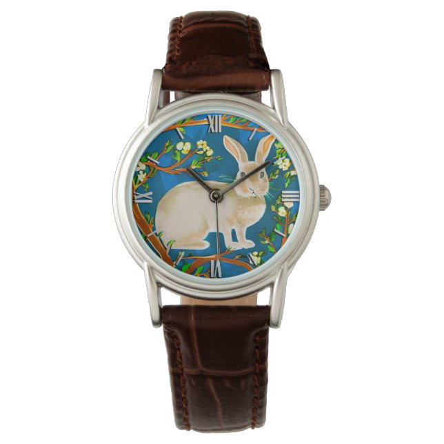 Montre Branches de lapin sauvage et de fleurs (devant)
