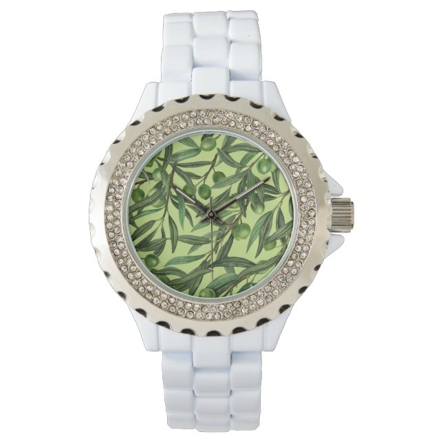 Montre Branches d'olive sur le vert miel (devant)