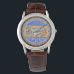 Montre Brasserie Pub Personnalisé Bière Bouteille Casquet<br><div class="desc">Ce design pour votre brasserie et décor de pub est fait comme un casquette de biberon. Il dit, "Bienvenue à [Votre nom] Brasserie & Pub." Le texte et le design ont un look triste, patiné, pour faire paraître l'image casquette bouteille un peu antique. Le design a un thème houblon et...</div>