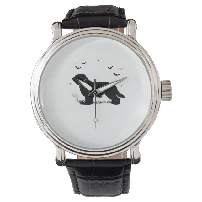 Montre Briard Chien - Halloween Lune Silhouette surdimens (devant)