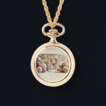 Montre Bridal necklace watch-gold<br><div class="desc">Timeless elegance meets romantic charm with this Happily Ever After gold necklace watch. Featuring delicate champagne glasses tied with satin bows and framed by soft roses, this piece is both a graceful accessory and a meaningful keepsake. Perfect for brides, bridesmaids, or as a heartfelt gift, it adds a classic touch...</div>