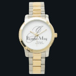 Montre Bridesmaid Cadeau Élégant Monogramme Rustique Chic<br><div class="desc">Cadeaux De Fête De Mariage Bridesmaid Cadeau Élégant Monogramme Rustique Chic Watch. Simple et élégant cadeau Bridesmaid avec un monogramme classique initial nom et date imprimé sur le cadran. Cliquez sur personnaliser ce modèle pour le customiser avec votre initiale monogramme, le prénom et la date de mariage rapidement et facilement....</div>