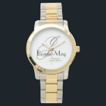 Montre Bridesmaid Cadeau Élégant Monogramme Rustique Chic<br><div class="desc">Cadeaux De Fête De Mariage Bridesmaid Cadeau Élégant Monogramme Rustique Chic Watch. Simple et élégant cadeau Bridesmaid avec un monogramme classique initial nom et date imprimé sur le cadran. Cliquez sur personnaliser ce modèle pour le customiser avec votre initiale monogramme, le prénom et la date de mariage rapidement et facilement....</div>