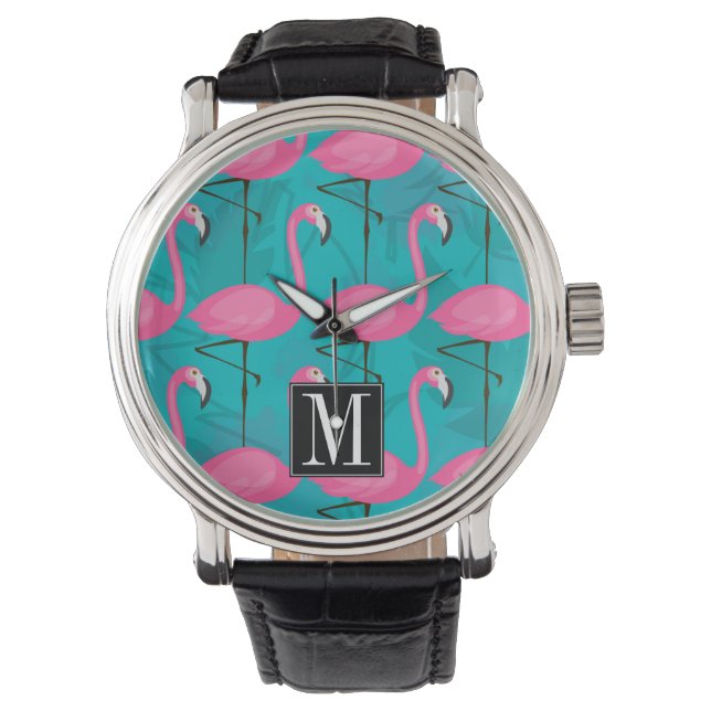 Montre Bright Flamingo Patch | Ajouter votre initiale (devant)