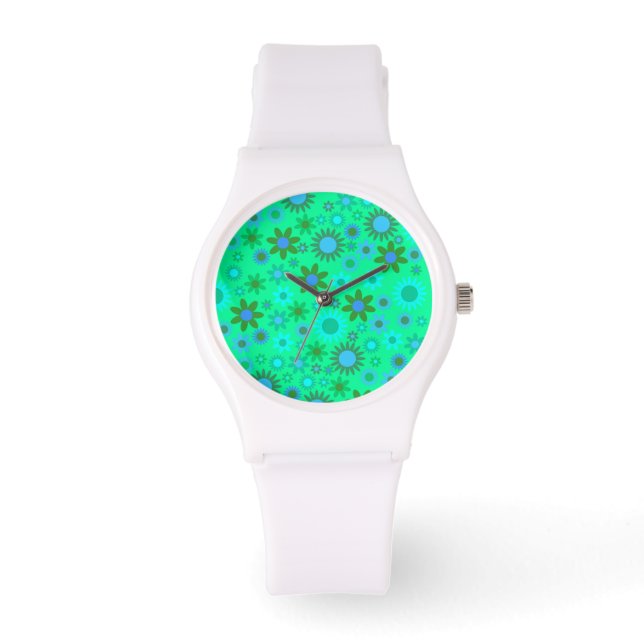 Montre Bright Green Flower Power Pattern (Recto)