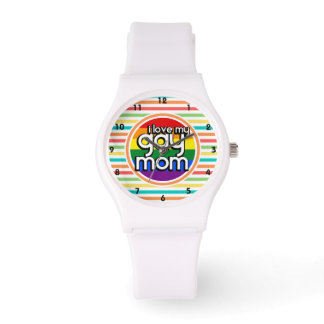 Montre Bright Rainbow Stripes, maman gay