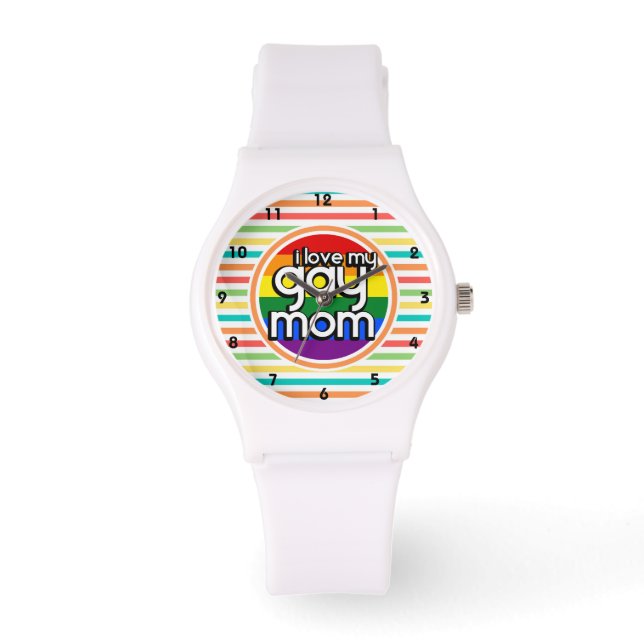Montre Bright Rainbow Stripes, maman gay (Recto)
