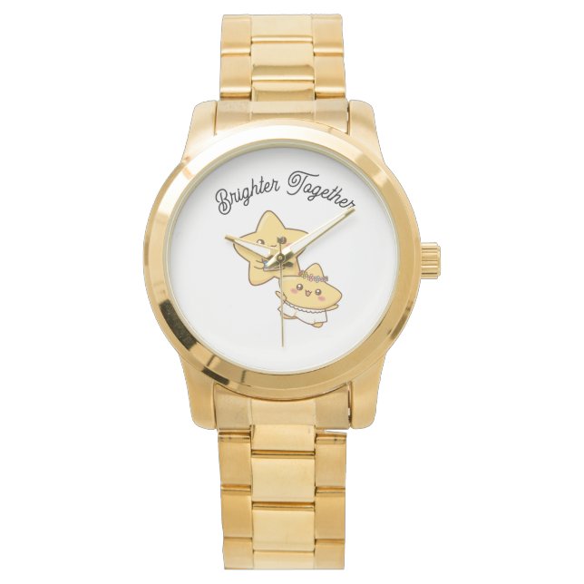 Montre Brighter Together – Cute Couple golden watch Gift (devant)