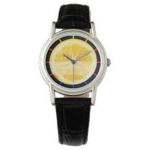 MONTRE BRILLANTE AMUSANTE COLORÉE DE LÉMON CITRUS DE FRUI