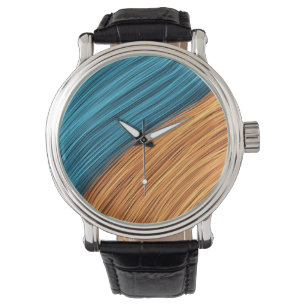 Montre Brins de lumière néon vibrants de bleu et d'orange