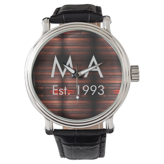 Montre Brique de pierre rustique marron ajoutez nom lettr (devant)