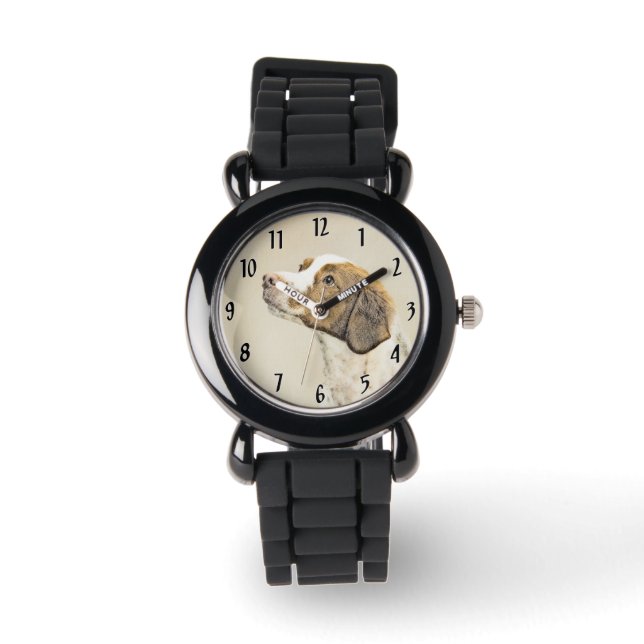 Montre Brittany Peinture - Cute Original Chien Art (Recto)