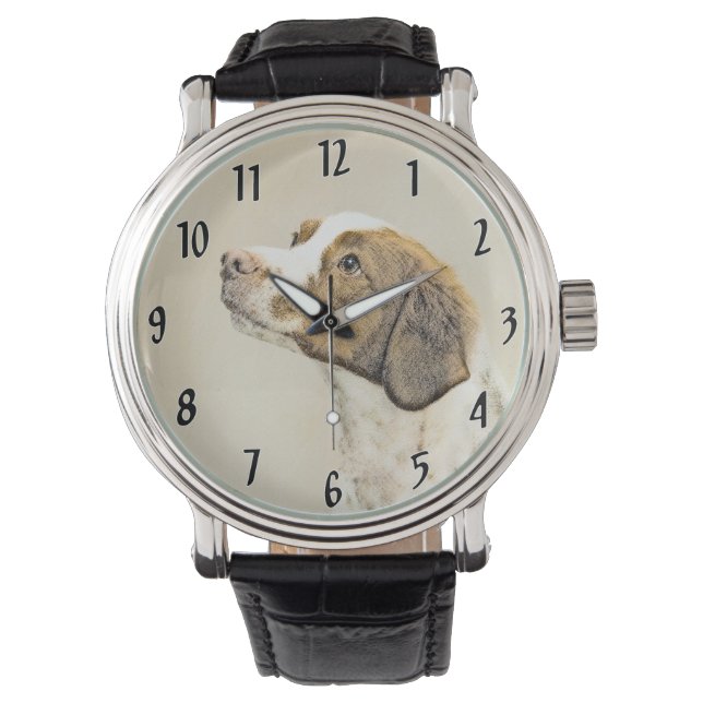 Montre Brittany Peinture - Cute Original Chien Art (devant)