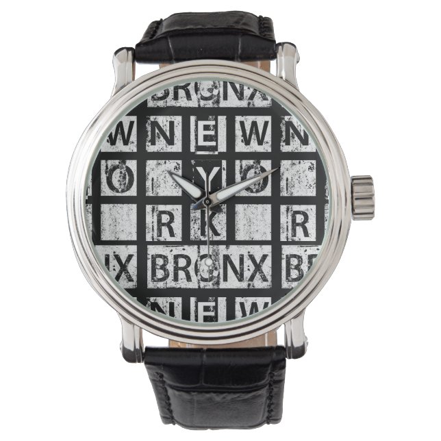 Montre Bronx New York | Typographie de Grunge (devant)