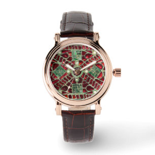 MONTRE BRONZE VISIGOTHIQUE, MÈRE VERTE ROUGE DES PERLES