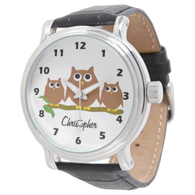 Montre Brown Owl Design Personalised (Incliné)