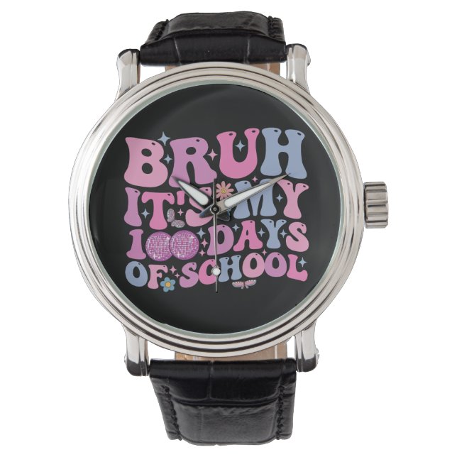 Montre Bruh C'est mes 100 jours d'école Papillon Disco (devant)